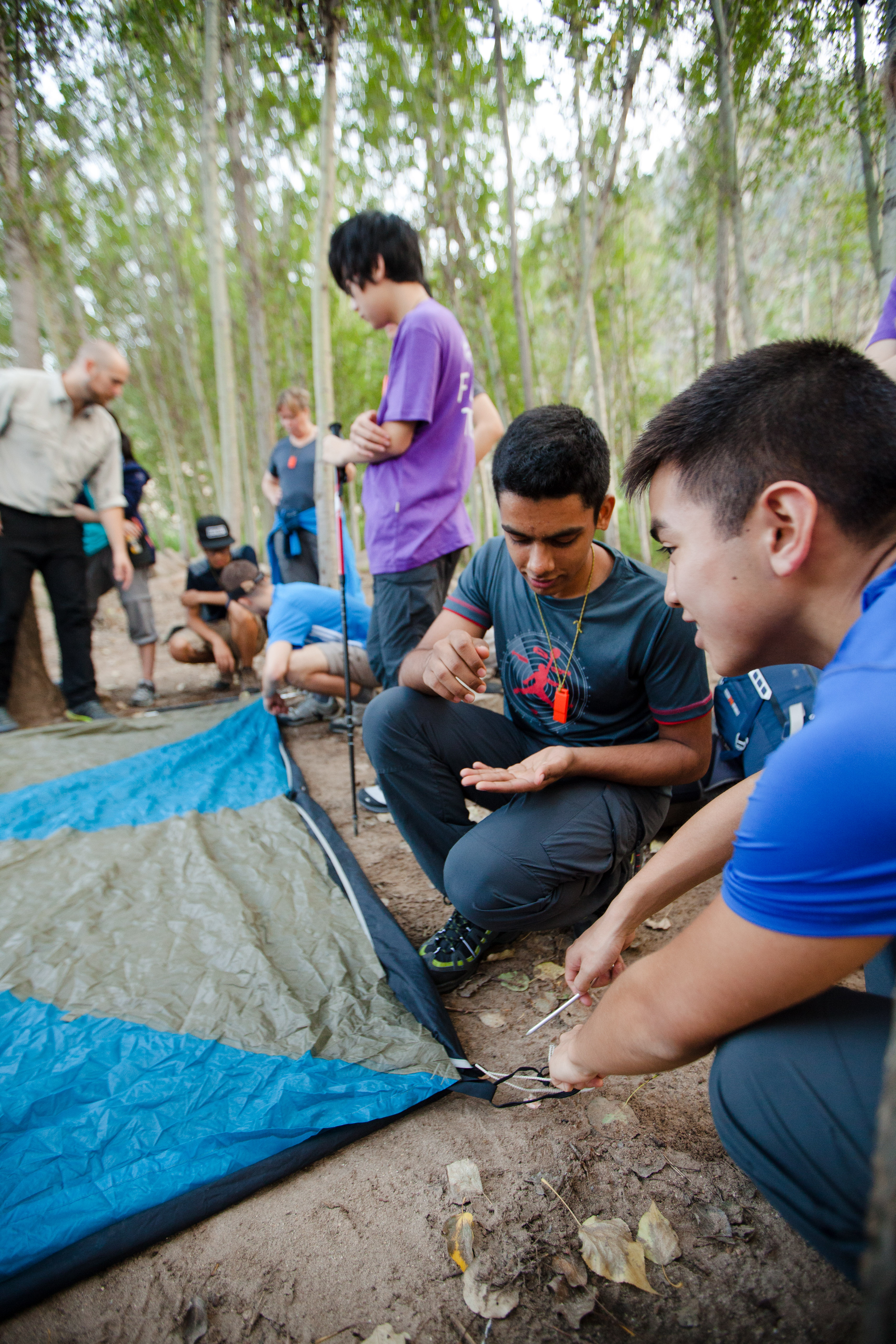 Lots of lessons on the first day: LNT, tent set-up, cooking and cleaning, and the fun broadcasting after brushing teeth!