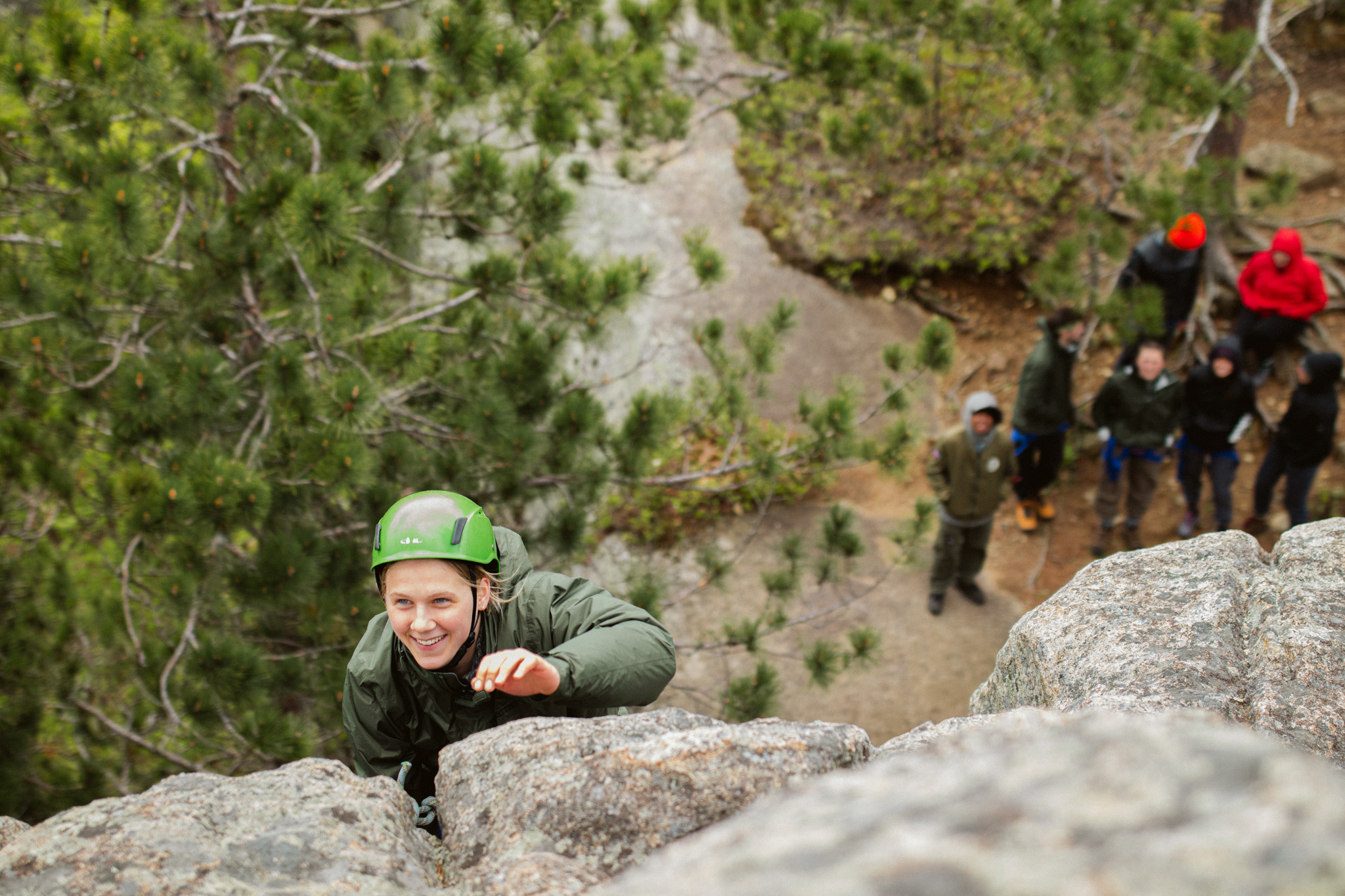 La Vida at Owl's Head, student rock climbing